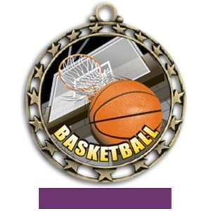 Hasty Awards 2.5 Custom Basketball HD Insert Medals GOLD MEDAL/PURPLE 