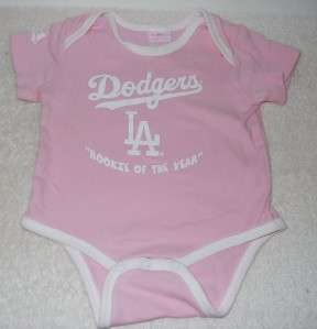   Merchandise Pink LA Dodgers Onsie 6 9 Months Rookie Of The Year  