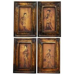   2011   18 Set of 4 Chinese Ladies Musician Wall Plaques Home