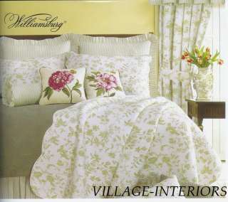 SALE BRIGHTON FRENCH COUNTRY GREEN & IVORY WHITE TOILE QUILT  