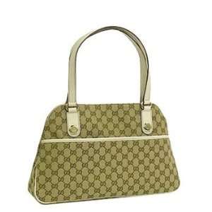  Gucci 163288 Sand Cream GG Fabric Medium Handbag Tote Purse 