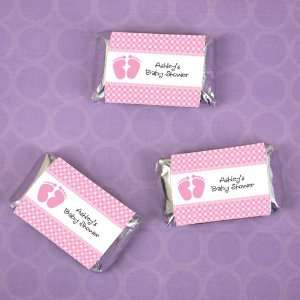 Baby Feet Pink   20 Mini Candy Bar Wrapper Sticker Labels Baby Shower 