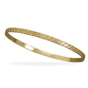  14 Karat Gold Plated Lined Design Bangle Bracelet Jewelry