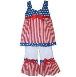 AnnLoren Girls Patriotic 4th of July Boutique Shirt/ Pants Set 