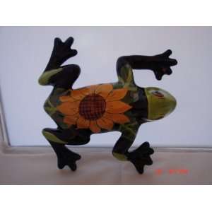  Mexican Frog Talavera Sunflower Wall Hanging New 