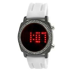   Crystalized Milano Digital White Rubber Strap Watch  