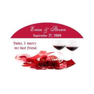  Style 10245 Wine & Roses Wedding Label Horizontal Oval 