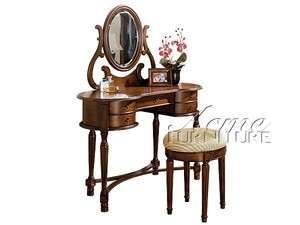 Oak/Cream 2 pc Victorian Vanity Table Set AC06825 06826  