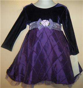 GIRLS 24 M DRESS PAGEANT HOLIDAY BOUTIQUE CHRISTMAS purple velour NEW 
