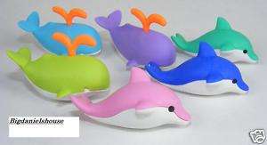 6Pcs Japanese Iwako Erasers 3 Whales and 3 Dolphins  