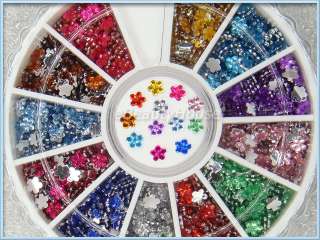12 Colors Flower Rhinestones Nail Art Glitter #080  