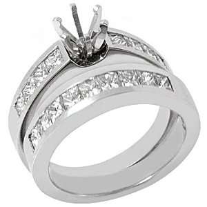  14k White Gold 1.65 Carat Princess Diamond Engagement Ring 
