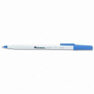   Economy Stick Ballpoint Pen, Gray Barrel, Blue Ink, Fine Pt, 0.70 mm