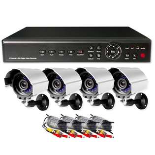 ZMODO 4 Channel Security System w/ 4 IR Weatherproof Cameras, DVR 