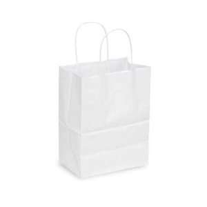  White Kraft Paper Shopping Bags With Handles   8 X 4 X 