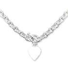 VistaBella 925 Sterling Silver Heart Charm Cable Chain Necklace