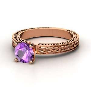  Charlotte Ring, Round Amethyst 14K Rose Gold Ring Jewelry