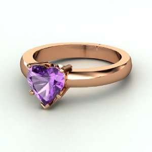  One Heart Ring, Heart Amethyst 14K Rose Gold Ring Jewelry