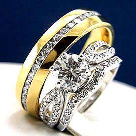 3pcs HIS and HERS Engagement Mens and Womens Wedding Bridal Band Ring 