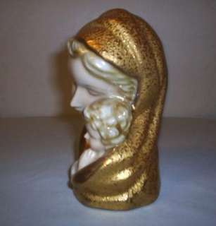 VINTAGE ITALY 22K WEEPING GOLD MADONNA CHILD POTTERY  