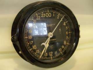   Clock Co 24 Hour Navy Ship Clock U.S. Government Boston 6 Not working
