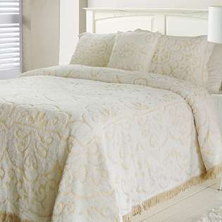   2936050 Jessica Chenille Full Bedspread   White Linen 