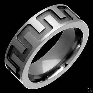 Mens Greek Style Key Titanium Wedding Band Ring Rings  