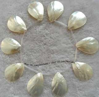25x35mm Beautiful White Shell Teardrop Beads 10pcs  