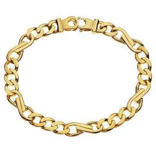   Figaro Link Bracelet 14K Solid Yellow Gold 8mm Size 8.5  