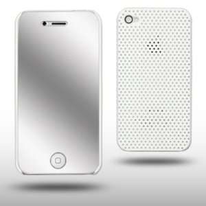  IPHONE 4G WHITE PERFORATED CASE WITH MIRROR SCREEN 