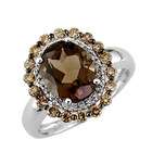   14K White Gold Smoke Topaz Diamond and Brown Diamond Ring Size 6