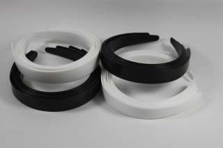 12 plastic HEADBANDS 25mm 1 wholesale lot WHITE or BLACK  
