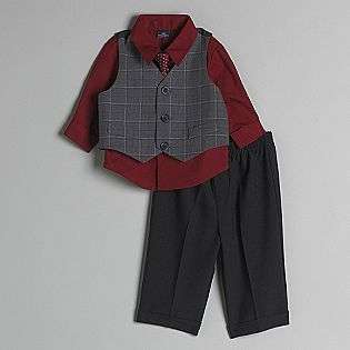 Newborn Boys Dress Shirt, Check Tie, Glen Plaid Vest Pantset  Dockers 
