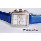 Michele NEW MICHELE DIAMOND DECO BLUE LEATHER BAND WATCH