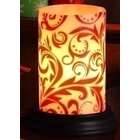 Roman 7 Pomegranate Scented Wax Red Swirl Flameless Christmas Candle 
