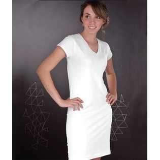 LAT Sportswear Junior Fitted V Neck Cap Sleeve Dress, White, Small at 