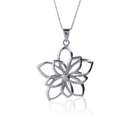 Bling Jewelry Sterling Silver Open Double Flower Pendant Necklace 18