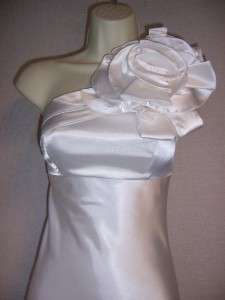   Ivory Satin One Shoulder Wedding Formal Gown Long Dress 2 NWT  