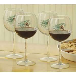  Wild Wings Pinecone Red Wine Glasses