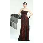 Sue Wong Women Black Red Lace Floor Length Evening Gown Dress Size 12