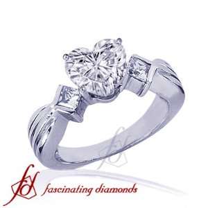  0.75 Ct Heart Shaped 3 Stone Diamond Engagemant Ring SI1 