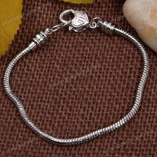 5pc White Gold Plated Snake Chain Lobster Clasp Bracelet Fit Charm 