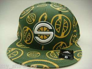 Seattle Super Sonics Logo All Over Adidas Fitted Hat  