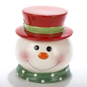   75 Vibrant Smiling Snowman Head Christmas Cookie Jar