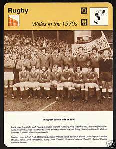 1972 WALES Welsh Team Rugby 1979 SPORTSCASTER CARD  
