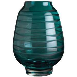  Translucent Aqua Green Etched Swirl Vase