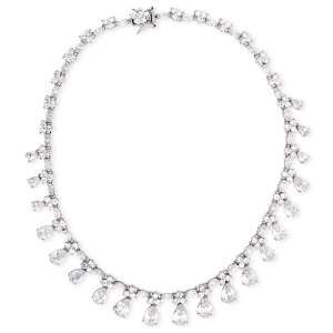  Pear Round Marquise C.Z. Diamond Dangling Evening Necklace 