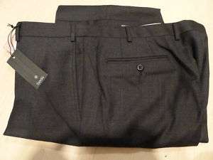 NEW ZANELLA Pants Trousers 100% Wool Italy Italian Dark Gray Charcoal 