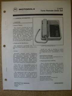 Motorola L1475 Tone Remote Desk Set Inst Manual # 120  