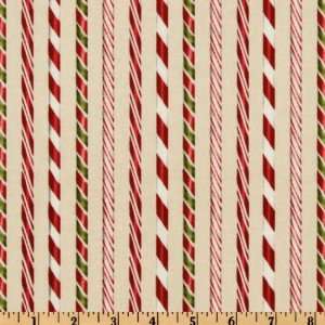  44 Wide Holly Jolly Christmas Candy Cane Stripe Ivory 